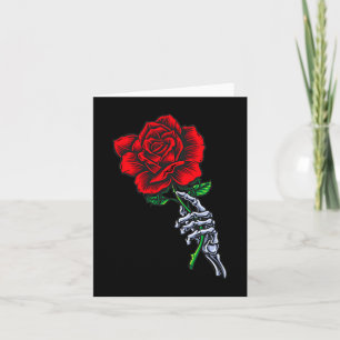 Skelett-Hand hält Rose _ Ästhetische rote Blume Karte