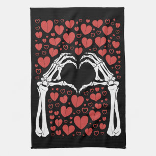 Skelett-Hand-Herz Valentinstag Lustige Liebe Geschirrtuch
