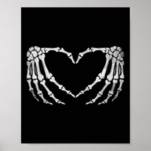 Skelett-Hand-Herz-Zeichen Vintage-Halloween-Kostüm Poster