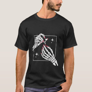 Skelett-Hand-Maniküre rote Nägel Polieren Gothic H T-Shirt