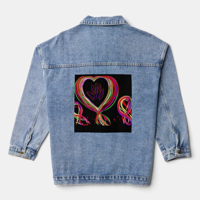 Skelett-Hand-Perlenband-Parade Jeansjacke (Rückseite)