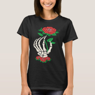 Skelett Hand Rotenrose Blumen  Valentinstag  Lo T-Shirt