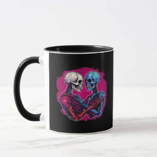 Skelett-Hände halten Herz Retro-Tätowierstil Tasse