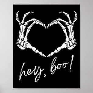 Skelett Hände Herz Hey Boo Lustiges Halloween Männ Poster