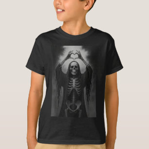 Skelett Hände Herz Zeichen Gruseliges Gesicht Lust T-Shirt