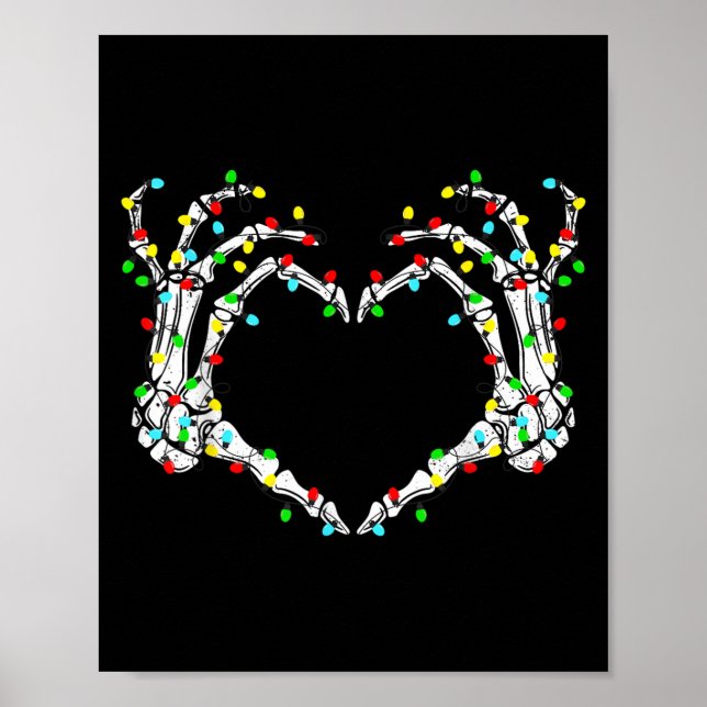 Skelett-Hände Herzzeichen Licht Weihnachtskostüm  Poster (Vorne)