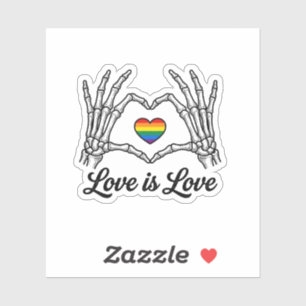 Skelett Hände Regenbogen Herz Liebe ist Liebe Shir Aufkleber