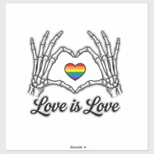 Skelett Hände Regenbogen Herz Liebe ist Liebe Shir Aufkleber