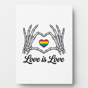 Skelett Hände Regenbogen Herz Liebe ist Liebe Shir Fotoplatte