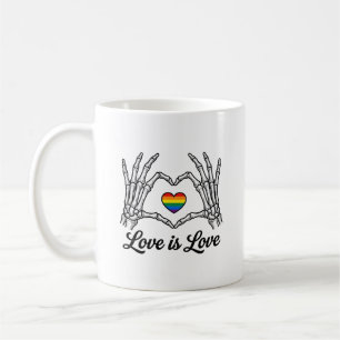 Skelett Hände Regenbogen Herz Liebe ist Liebe Shir Kaffeetasse