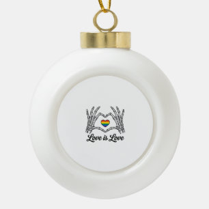 Skelett Hände Regenbogen Herz Liebe ist Liebe Shir Keramik Kugel-Ornament