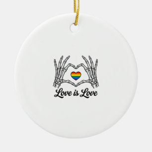 Skelett Hände Regenbogen Herz Liebe ist Liebe Shir Keramik Ornament