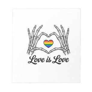 Skelett Hände Regenbogen Herz Liebe ist Liebe Shir Notizblock