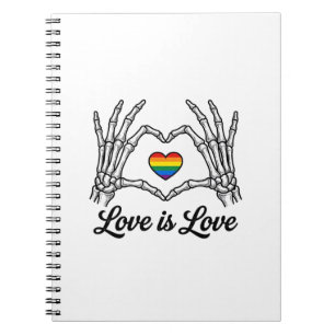 Skelett Hände Regenbogen Herz Liebe Ist Liebe Shir Notizblock