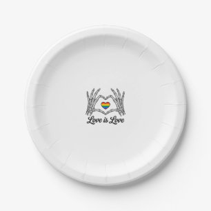 Skelett Hände Regenbogen Herz Liebe ist Liebe Shir Pappteller