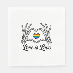 Skelett Hände Regenbogen Herz Liebe ist Liebe Shir Serviette