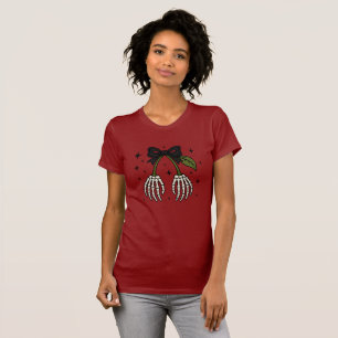 Skelett Hände Schwarze Schleife Halloween T-Shirt