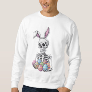 Skelett-Hase mit Ostereiern lustiger Hase Sweatshirt