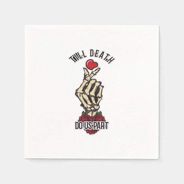 Skelett Herz bis Tod tun uns Teil Serviette (Vorderseite)