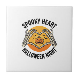 Skelett Herz Halloween Vintage Hände Design_1 Fliese