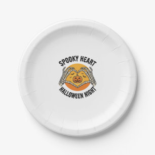 Skelett Herz Halloween Vintage Hände Design_1 Pappteller
