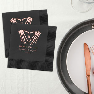 Skelett Herz Monogramm Goth Halloween Hochzeit Servietten Mit Folie