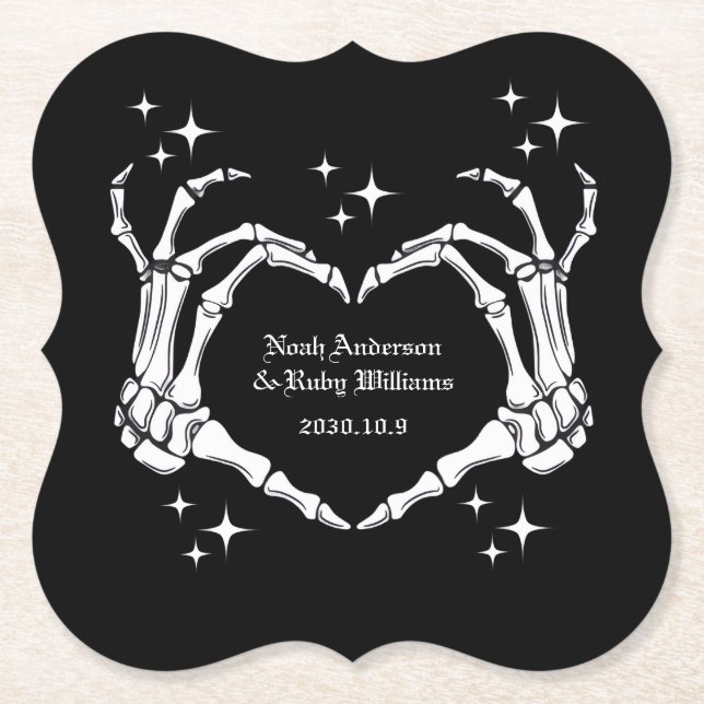Skelett-Herzförmige-Hand-Hochzeit  Untersetzer (Vorderseite)
