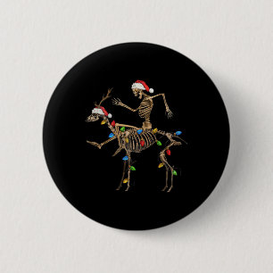 Skelett Hirsch Weihnachten mit Weihnachtslicht Wei Button