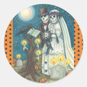 SKELETT-HOCHZEIT AUF DEM FRIEDHOF AUFKLEBER BOGEN