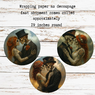 Skelett-Hochzeitspaar-Decoupage-Papier Geschenkpapier Set