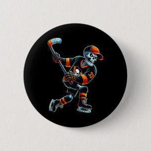 Skelett Hockey Halloween Hockey Männer Jungen Kind Button
