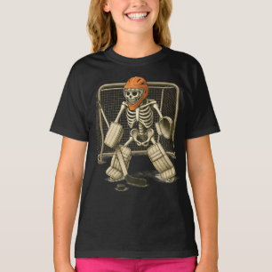 Skelett-Hockey-Torwart im Netz Halloween T-Shirt