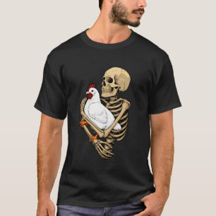 Skelett-Huhn-Halloween-Bauernhof-Tier Grusel Meere T-Shirt