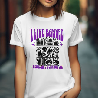 Skelett I Read Banned Books Halloween T-Shirt
