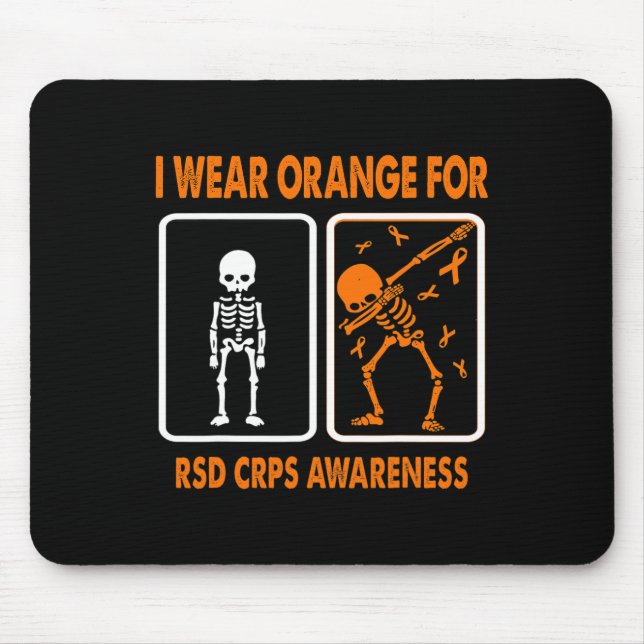 Skelett I trage Orange für RSD CRPS Awareness Mousepad (Vorne)
