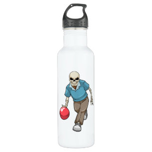 Skelett im Bowling mit Bowlingball Edelstahlflasche
