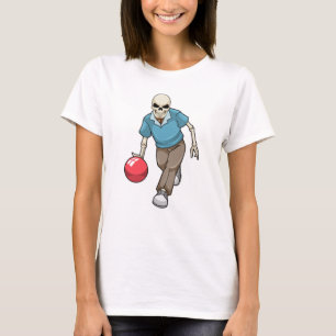 Skelett im Bowling mit Bowlingball T-Shirt