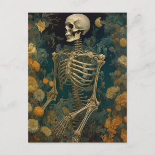 Skelett in den Blume Postkarte