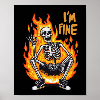 Skelett in Flammen Mir geht's gut Poster