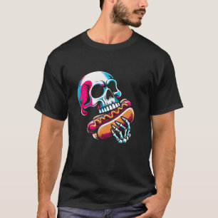 Skelett isst Hot Dog - Vintage Hotdog Halloween T-Shirt