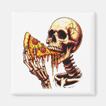 Skelett isst Pizza