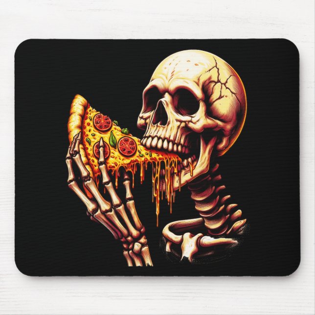 Skelett isst Pizza  Mousepad (Vorne)
