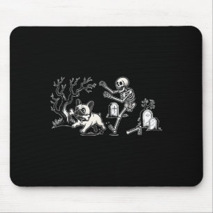 Skelett jagender Französischer Bulldogge Halloween Mousepad