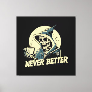 Skelett Kaffee Halloween Leinwanddruck