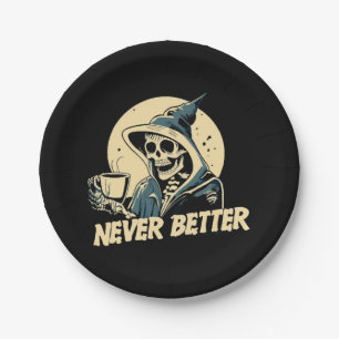 Skelett Kaffee Halloween Pappteller