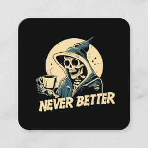 Skelett Kaffee Halloween Quadratische Visitenkarte