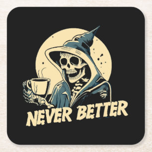 Skelett Kaffee Halloween Rechteckiger Pappuntersetzer