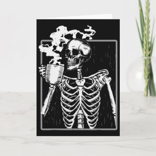 Skelett Kaffeetrinker Liebhaber Lustiger Halloween Karte