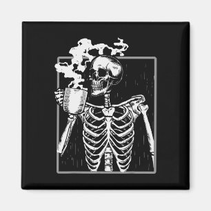Skelett Kaffeetrinker Liebhaber Lustiger Halloween Magnet