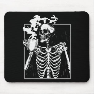 Skelett Kaffeetrinker Liebhaber Lustiger Halloween Mousepad